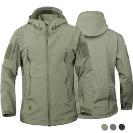 Mens Jackets Military Outdoor Men Shark Skin Soft Shell Tactical Waterproof Windbreaker Army Combat Jacket Hooded Bomber Coats 231118