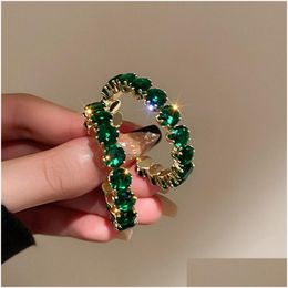 Hoop & Huggie Cz Hoop Earrings Round Green Zircon Crystal Earring For Women Engagement Party Statement Jewellery Drop Delivery Dhgarden Ot8To