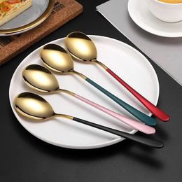 Spoons 304 Stainless Steel Korean Spoon Adult Long Handle Creative Dessert Stirring Coffee El Tableware