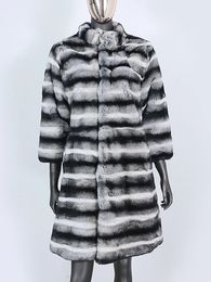 Women's Fur Faux Fashion Long Natural Real Rex Rabbit Coat Winter Jacket Women Outerwear Streetwear Thick Warm Korea Loose 231120