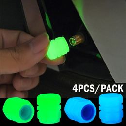 Bike Groupsets 4pcs Luminous Caps escent Night Glowing Car Motorcycle Bicycle Wheel Tyre Hub Stem Decors 230419