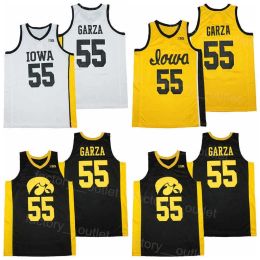 NCAA College Iowa Hawkeyes Basketball 55 Luka Garza Jersey Men University All Stitched Team Colour Black Yellow White For Sport Fans HipHop B