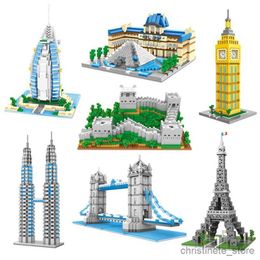 Blocks Brick Building Blocks World Famous 3D Model Building Toy City Street View DIY Miniature Building Block Assembly Toy Gift Boxless