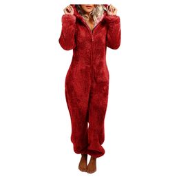 Womens Sleepwear Fashion Onesies Wool Full size Hooded Set Winter Warm S3XL 231120