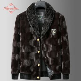 Mäns päls faux mink sammet lapel kort vinterjacka för män avslappnad trend varm kappa 231120