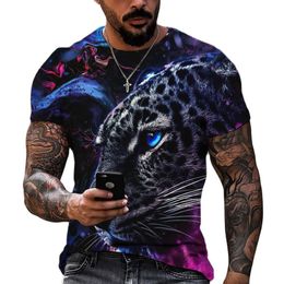 Men's T Shirts Tiger Fighting Animal Beast Fierce Lion leopard Print 3D T shirt Short Sleeve Tops Oversized Tees Shirt Men Design Clothes 230419