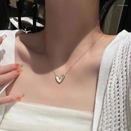 Pendant Necklaces VSnow Trendy Gold Colour Shell Love Heart Necklace For Women Unique Design Titanium Steel Metal Jewellery