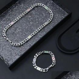 Chains New French Design Luxury Titanium Steel Sier Cuban Necklace Fashion Street Hip Hop Bracelet Accessories Drop Delivery Jewellery N Otr95
