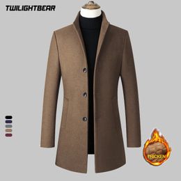 Men's Wool Blends Winter Jacket Men Wool Overcoat Oversized Solid Stand Collar Business Casual Woolen Coat Men Clothing Manteau Hiver T3F902 231120