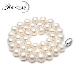 Pendant Necklaces Wedding Real Freshwater Pearl Necklace For Women White Bridal Natural Round Choker Big Pearl Necklaces Wife Anniversary231118
