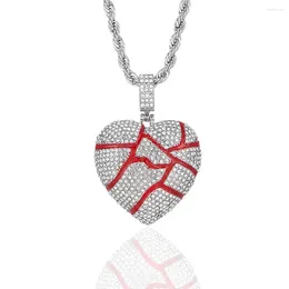 Pendant Necklaces Hip Hop Iced Out Bling Heart Necklace Gold Colour Link Chain Men Women Fashion Bridal Wedd Jewellery Accessory