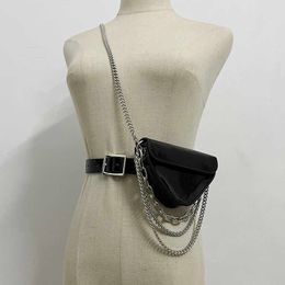 Evening Bags 2022 Multilayer Chains triangle Waist Packs Women PU leather Waist Belt Mini BagPunk Female Lisptick Fanny Packs Shoulder Bags J230419