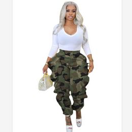 2023 Designer Camo Pants Women Ruffles Pants Spring Summer Camouflage Trousers Fashion Stretchy Loose Pants Streetwear Bulk Wholesale Clothes 9752