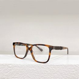 Havana Square Eyeglasses Glasses Frame Leather Temple Clear Lens Women Fashion Sunglasses Frames Eyewear with Box