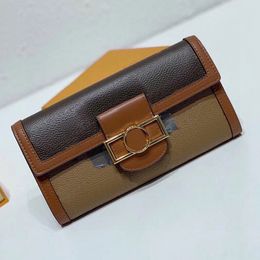 Wallet Genuine Leather Bag Cowhide Designer Handbag Hardware Letter Buckle Classic Print Folding Wallet High Quality Clutch Fashion Purse