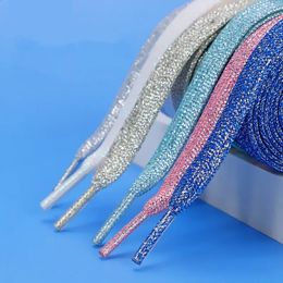 Shoe Parts Accessories 1Pair Fashion Glitter Shoelaces Colorful Flat Shoe laces for Athletic Running Sneakers Shoes Boot 1CM Width Shoelace Strings 231118