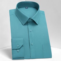 Men's Casual Shirts Pure Colour Male Social Formal Work Long Sleeve Men Slim Fit 8XL White Dress Business 230420