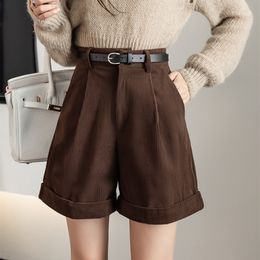 Women's Shorts Women Casual Short Pants Winter Ladies Korean Solid High Waist Package Hip Velvet Shorts Bottoms 230420