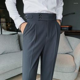 Men's Suits High Quality Elasticity Suit Pants Men Formal Business Office Social Dress Slim Fit Casual Non-iron WeddingTrousers H125