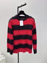 Women's Sweaters Sweater For Autumn/Winter 2023 Top Quality Designer Clothes Luxury Color Matching Stripe Mohair Pullover Women L
