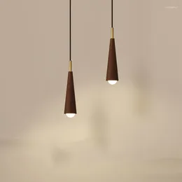 Pendant Lamps Modern LED Long Tube Light Wooden Hanging Lamp Living Room Decoration Kitchen Island Bar Cafe Droplight Indoor Lighting