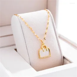 Pendant Necklaces In Micro Inlay Opal Handbag For Women Trendy Sexy Female Neck Chain Lady Stainless Steel Jewelry Wholesale