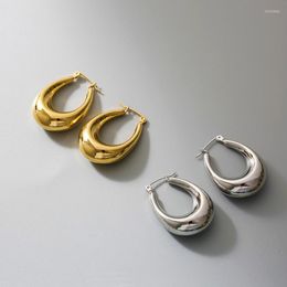 Hoop Earrings ZJ Minimalist French Elegant Chunky Statement Classical Shaped Water-drop Hoops Street Style Stainless Steel Jewellery