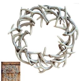 Decorative Flowers Resin Antler Christmas Wreath Handmade Rustic Farmhouse Layered Stag Horn Details Wreaths Home