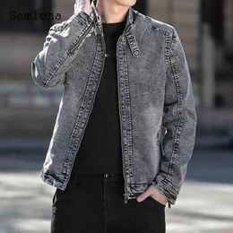 Men's Jackets Demin Jacket Slim Men Streetwear Fashion Zipper Demin Coats Mandarin Collar Tops Male Skinny Jean Outerwear Plus Size S-5XL 231118