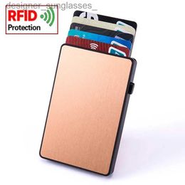 Money Clips YUECIMIE Gold Thin Pop Up ID RFID Card Holder For Man Slim Men's Card Wallet RFID Creative Credit Card Case For Women FemaleL231120