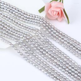 Chains 3-3.5/3-4/4-5mm Rice Shape Freshwater Pearl Strand Loose Beads For Women Jewellery Making