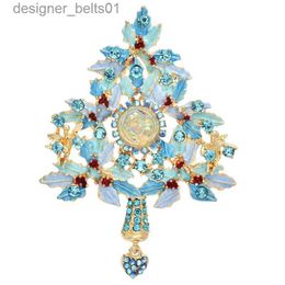 Pins Brooches Wuli baby Blue Christmas Tree Brooches For Women Beauty Rhinestone New Year Plants Party Office Brooch Pin GiftsL231120