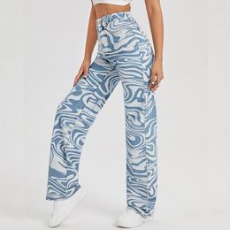 Women's Pants Fashion Zebra Pattern Jeans High Waist Loose Streetwear Trousers Casual Boyfriend Denim Capris Baggy Leg Women 19673