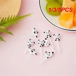 Forks 1/3/5PCS Mini Cute Panda Cartoon Fruit Stick Grade Plastic Fork Toothpick Lunch Salad Kid Snack Dessert Decoration