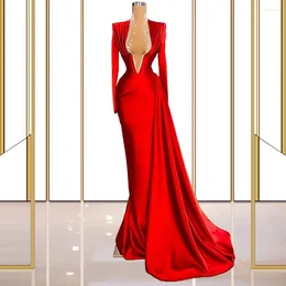 Party Dresses Red Women's Evening Long Sleeves Elegant Clothing Night Gowns For Special Occasion Masquerade Pageant Prom CXF98