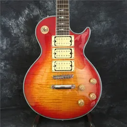 New signature Ace frehley 3 pickups Vintage years Cherry sunburst electric guitar AAA carved maple top figured guitar