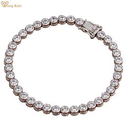 Chain Wong Rain 925 Sterling Silver Created Gemstone Full Diamond Bracelet Bangle For Women Fine Jewellery Christmas Gift 230419