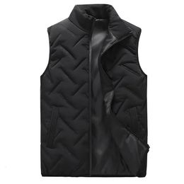 Men's Vests Men' Sleeveless Vest Jackets Winter Fashion Male CottonPadded Vest Coats Men Stand Collar Warm Waistcoats Clothing 5XL 231120