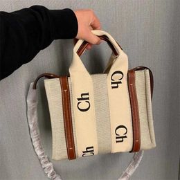 Removable strap shoulder bag ladies woody tote bags street western style popular sac luxe canvas designer bags with letters delicate common XB039 B23