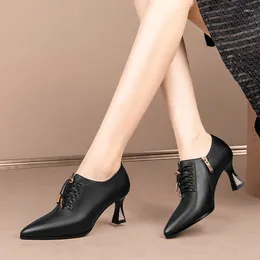 Dress Shoes 8 Years Old Shop Size 33-43 Comfortable Genuine Leather High Heel Spring Stiletto Fashion Party Wedding Women Heels