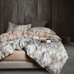 Bedding sets 29Color Pcs Luxury Egyptian Cotton Set Queen King size Bright Flamingo Leaf Duvet Cover Bed sheet set 231118