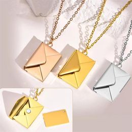 Chains 50pcs/Lot Creative Clamshell Magnetic Suction Envelope DIY Personality Stainless Steel Necklace Valentine's Day Accessories