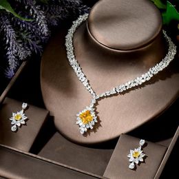 Necklace Earrings Set HIBRIDE African 2 Pcs And Earring For Women Bridal Luxury Dubai Nigeria CZ Wedding Party Gifts N-1894