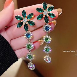 Stud Pendant Earrings Vintage Long Tassel Earrings Women's Temperature Coconut Rhinestone S925 Silver Needle 2022 New Fashion Jewellery 231120