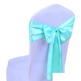 Sashes Wedding Chair Er Sashes Satin Fabric Bow Tie Ribbon Band Decoration El Party Supplies Drop Delivery Home Garden Home Textiles C Dhflk