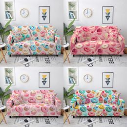 Chair Covers Donut Print Sofa Cover Stretch Dustproof Case Cute Funny Slipcover Protector For Living Room Decor Home Accessories