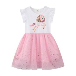 Girl s Dresses Jumping Metres Arrival Unicorn Beading Princess Party Girls Summer Toddler Clothes Cotton Kids Costume Baby Frocks 230420