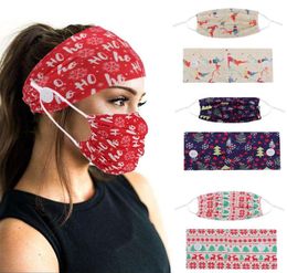 European and American button Christmas mask printing women039s fashion hair band headband mask yoga sports Headband T2I514642228111