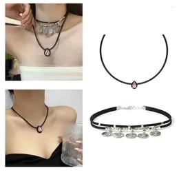 Pendant Necklaces Women Sparkling Teardrop Necklace Multilayered Clavicle Chain Jewellery