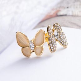 Cluster Rings Natural Opal Zircon Butterfly Ring Luxury Adjustable For Women Fashion Brand Jewellery Anillos Z394